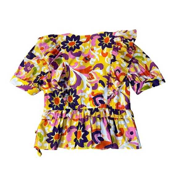 J.Crew Collection Ratti Floral Wrap Blouse Womens L AW532 NWT Cotton Ruffle Top - Picture 4 of 16